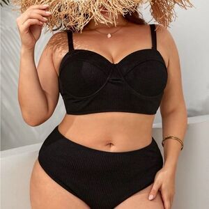 SHEIN Chic Black Two-Piece Push-up Swimsuit